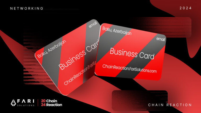 Networking, business cards at Chain Reaction 2024 presented by FARI Solutions,